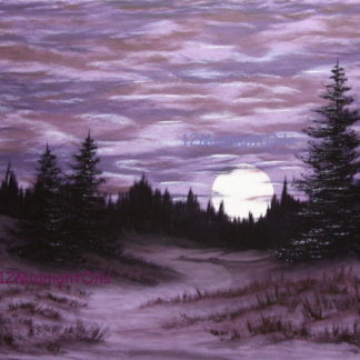 Purple Full Moon Oil Painting