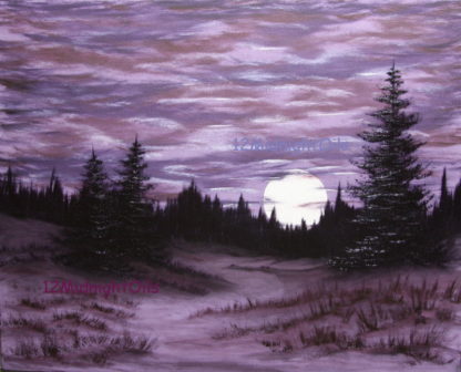 Purple Full Moon Oil Painting