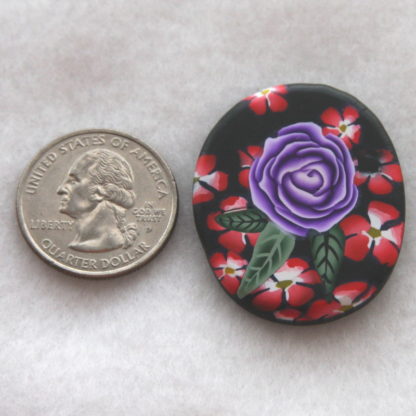 Purple Rose Red Flowers Pendant Size