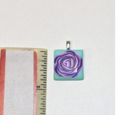 purple rose tile pendant size
