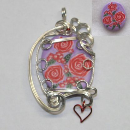 lavender polymer clay sterling silver pendant