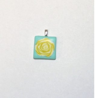 Yellow Rose on Teal Tile