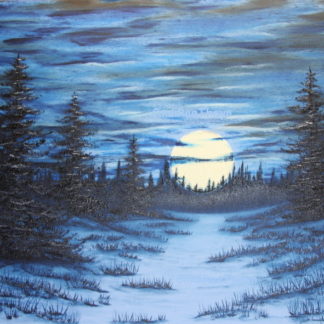 Full Moon in Blue Oil Painting