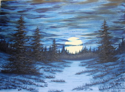 Full Moon in Blue Oil Painting
