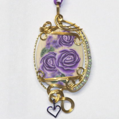 purple rose polymer pendant
