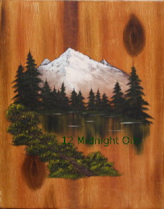 Woods on wood oil painting