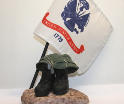 Military Sculpture with Army Flag