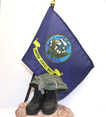 Military sculpture with navy flag