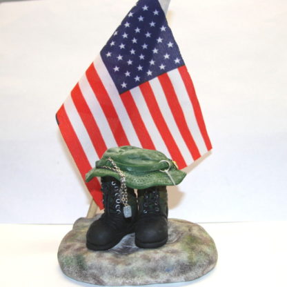green boots military sculpture