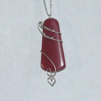 raspberry agate and sterling silver pendant