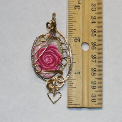 pink rose pendant size
