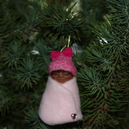 Ethnic Baby Girl Doll Pink Christmas Ornament
