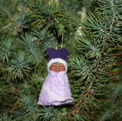 Ethnic Baby in Lavender Christmas Ornament Toy