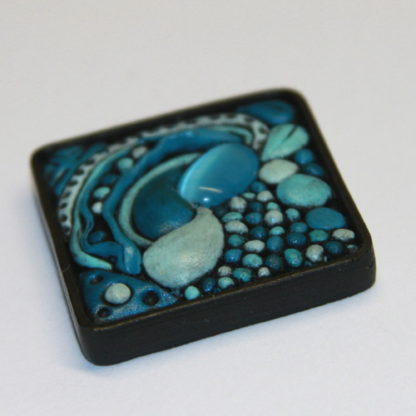 Blue Abstract Textural Pendant Side View