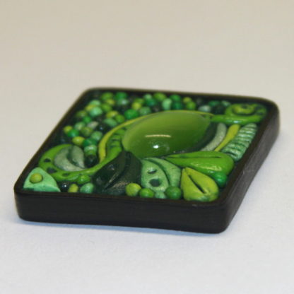 Lime Green Cat Eye Abstract Polymer Clay Pendant