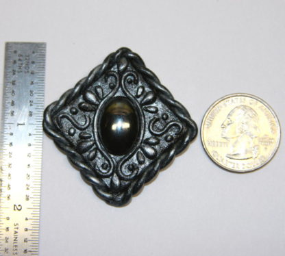 Hematite Faux Balinese Silver Polymer Clay Pendant Size