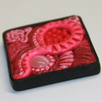 Hot Pink Abstract Cat Eye Polymer Clay Cabochon