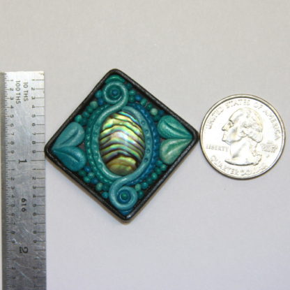 Paua Polymer Clay Pendant with ruler