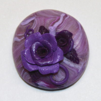 Purple Roses on Purple Marbled Cabochon