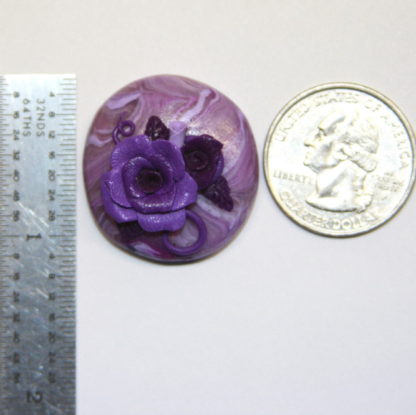 Purple Roses on Purple Marbled Cabochon with Ruler