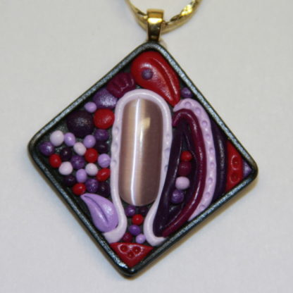 Lavender Cat Eye Pueple Abstract Polymer Clay Cabochon Gold Bail