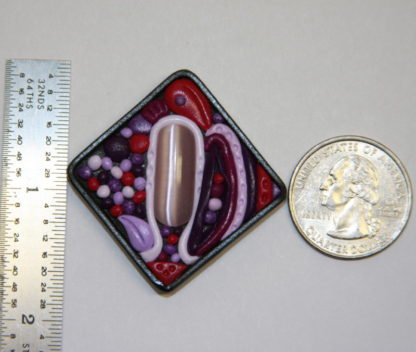 Lavender Cat Eye Purple Abstract Polymer Clay Cabochon with Ruler