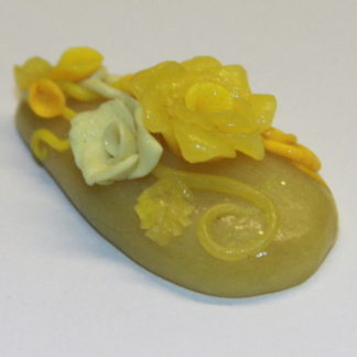 Yellow Roses and flowers on Yellow Teardrop Pendant