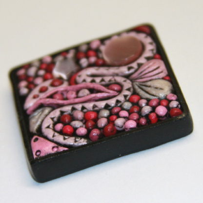 Pink Cat Eye Abstract Polymer Clay Pendant Side