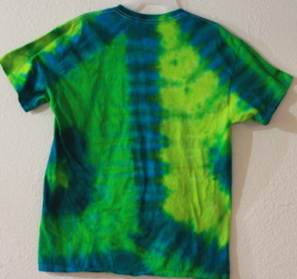 Bright Green and Turquoise Tie Dye T Shirt Back