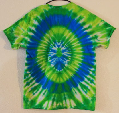 Bright Lime Green Turquoise Tie Dye T Shirt Back
