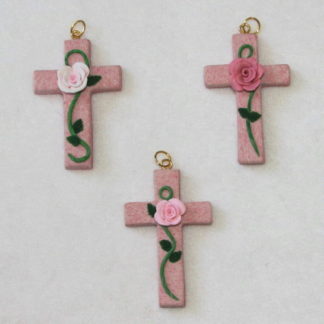 3pink crosses with roses