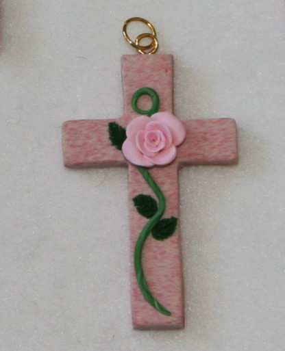 Pink cross with bright pink rose