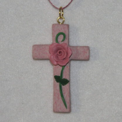 Pink cross with dark pink rose