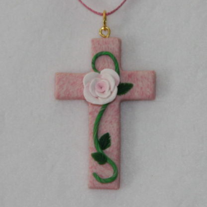 Pink cross with light pink rose