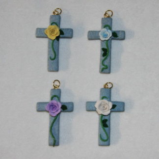 4 Blue Polymer Clay Crosses